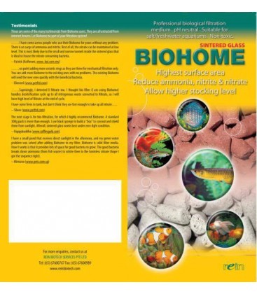 Biohome Plus bio natural filter media removes ammonia nitrite nitrate