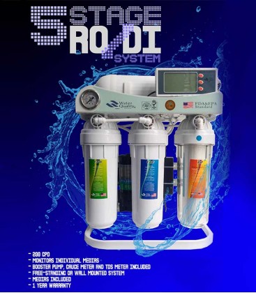 5 Stage Reverse Osmosis RO/DI Water Filter 200 GPD