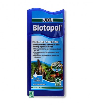 JBL Biotopol 250ml neutralises chlorine, binds heavy metals in tap water.
