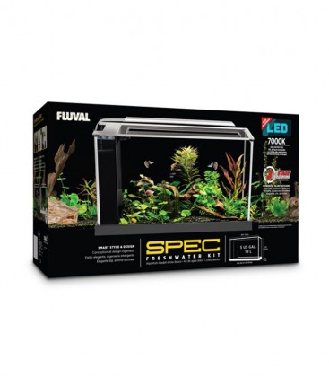 Fluval Spec V White 19L Glass Aquarium (10518) compact glass fish tank