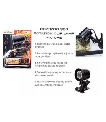 REPTIZOO 360 Rotation Clip Clamp (CL01) multi directional terrarium lamp