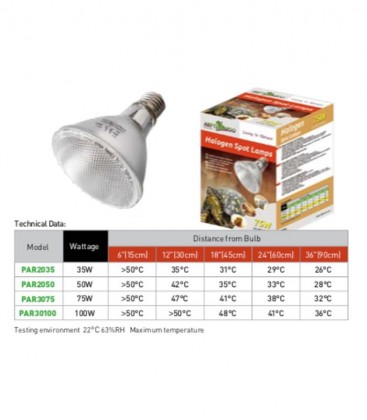 REPTIZOO Halogen Spot Lamps 35W (PAR2035), 50W (PAR2050), 75W (PAR3075), 100W (PAR30100)