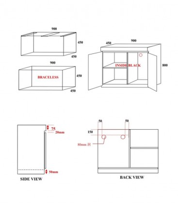 TC 90x45x45cm Tank with Cabinet (TC-904580)