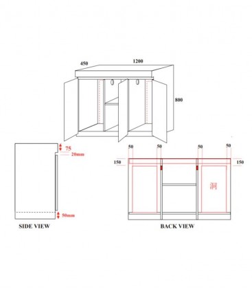 TC 120x45x45cm Tank with Cabinet (TC-1204580) Braceless & Bracing