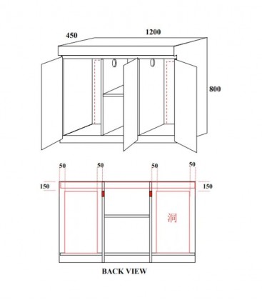 TC 120x45x45cm Tank with Cabinet (TC-1204580) Braceless & Bracing