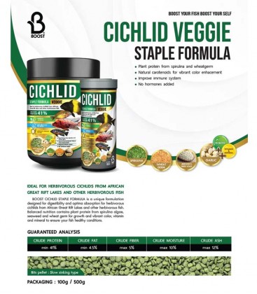 Boost Cichlid Staple Formula Veggie 100g (Slow Sinking) Fish Food