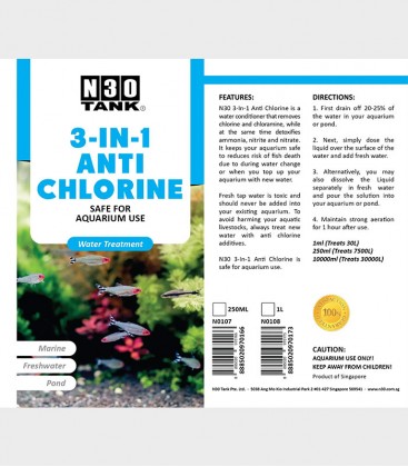 N30 3-in-1 Anti Chlorine Liquid - 250ml (N0107), 1000ml (N0108) 1L