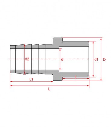 N30 DIN Spigot Hose Adapter Grey UPVC