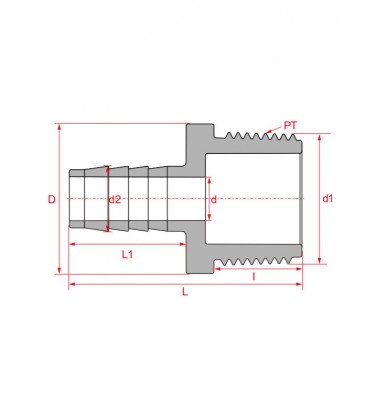 N30 DIN Thread Hose Adapter Grey UPVC