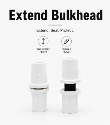 N30 DIN Extend Bulkhead White UPVC (T1) - Aquarium Piping Connection