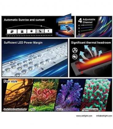 Zetlight M5 Planted Aquarium Lighting 60cm (48W), 80cm (66W), 100cm (96W), 120cm (120W), 150cm (144W)