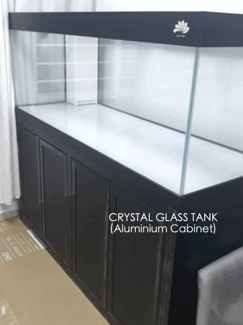 second hand crystal glass aquarium metal aluminium cabinet