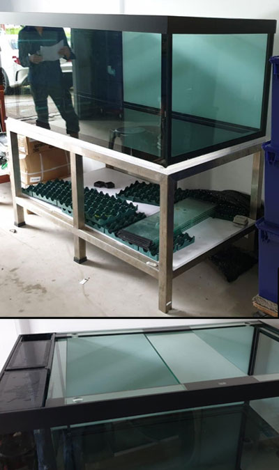 refurbished fish tanks, bracing top, japan grade stainless steel.