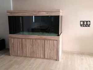 6ft-0003 N30 Tank - Custom-made tank and cabinet in walnut-wood colour.