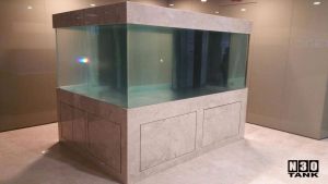 8ft office aquarium (Japan Acrylic Tank by N30) - Close up of marble-wrapped stand.