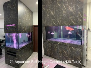 FH-022: N30 Tank 7ft aquarium with full height cabinet. A beautiful arowana tank and divider for the living hall.