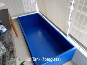 N30 Tank - Blue fiberglass tank for koi pond.