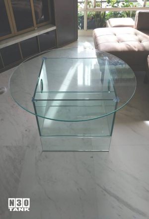 Unique-019: Special Round Table Top with Fish Tank (bottom). Custom made by N30.