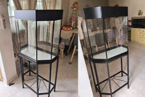 Unique-038: A compact six-sided glass tank.